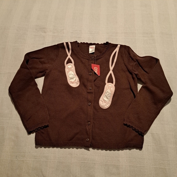 Gymboree girls size Large or 10-12 brown ballet designed sweater, New - Picture 1 of 5